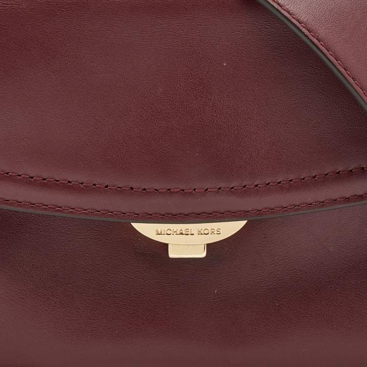 Pre Owned Michael Kors Burgundy Leather Ava Top Handle Bag