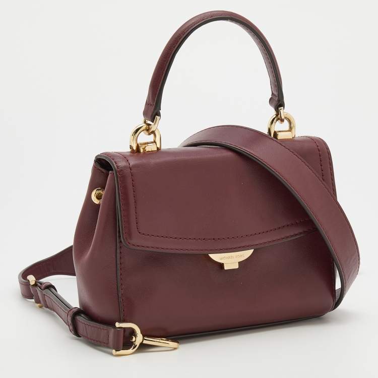 Pre Owned Michael Kors Burgundy Leather Ava Top Handle Bag