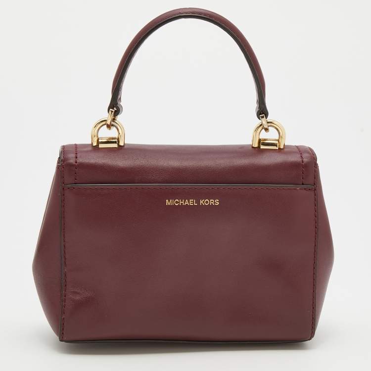 Pre Owned Michael Kors Burgundy Leather Ava Top Handle Bag