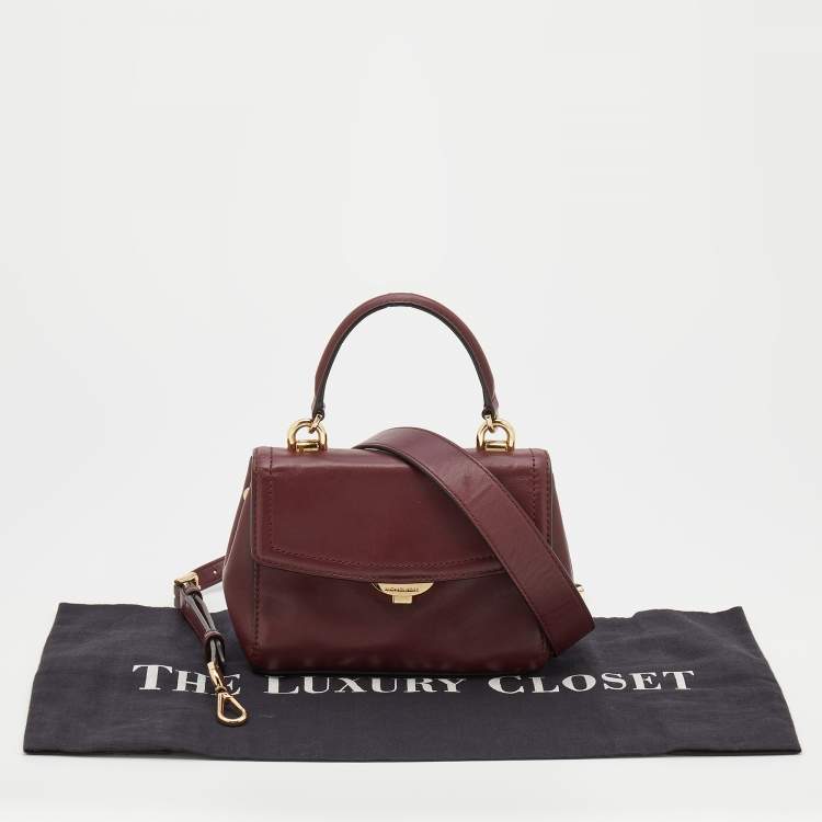 Pre Owned Michael Kors Burgundy Leather Ava Top Handle Bag