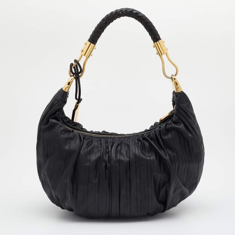 Pre Owned Michael Kors Black Leather Skorpios Hobo