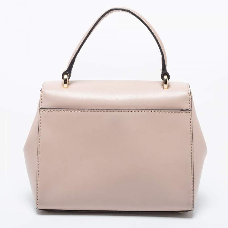 Pre Owned Michael Kors Light Pink Leather Small Mott Top Handle Bag