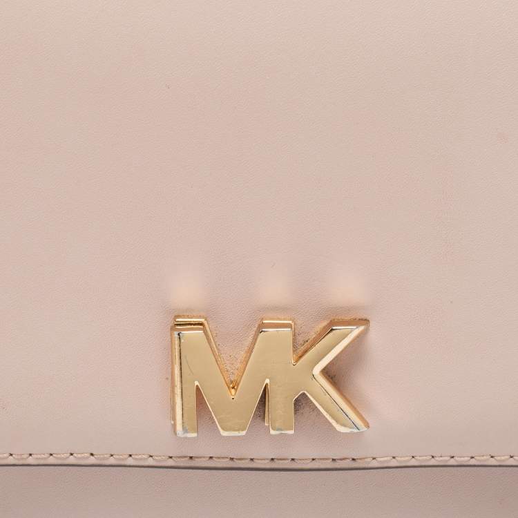 Pre Owned Michael Kors Light Pink Leather Small Mott Top Handle Bag