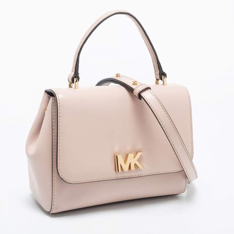 Pre Owned Michael Kors Light Pink Leather Small Mott Top Handle Bag