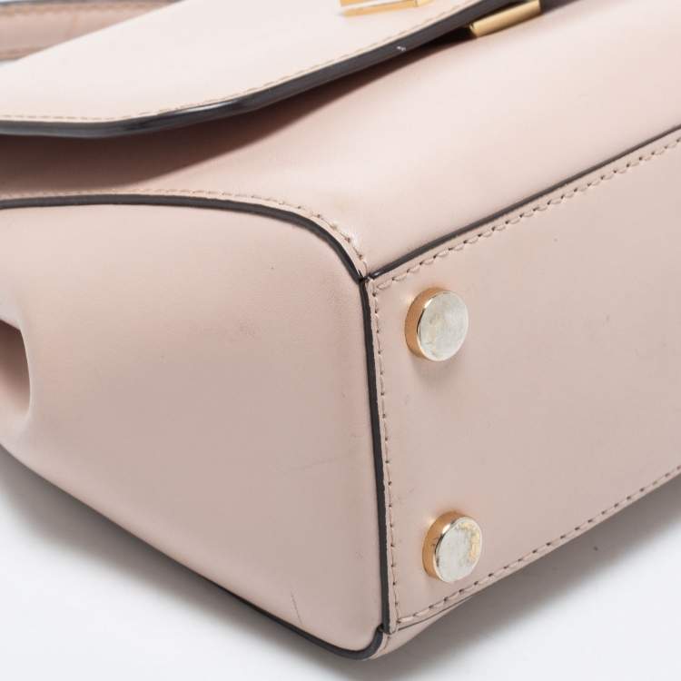 Pre Owned Michael Kors Light Pink Leather Small Mott Top Handle Bag