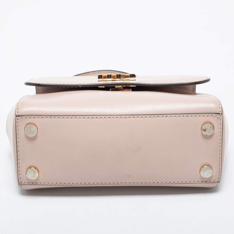 Pre Owned Michael Kors Light Pink Leather Small Mott Top Handle Bag