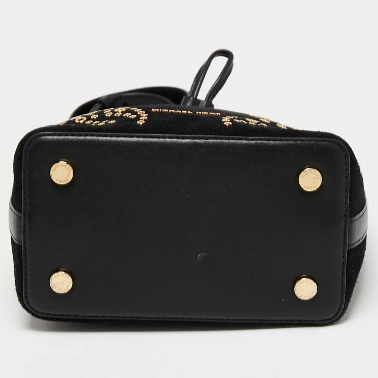 Pre Owned Michael Kors Black Suede And Leather Marigold Bucket Bag