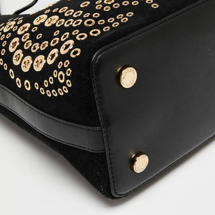 Pre Owned Michael Kors Black Suede And Leather Marigold Bucket Bag