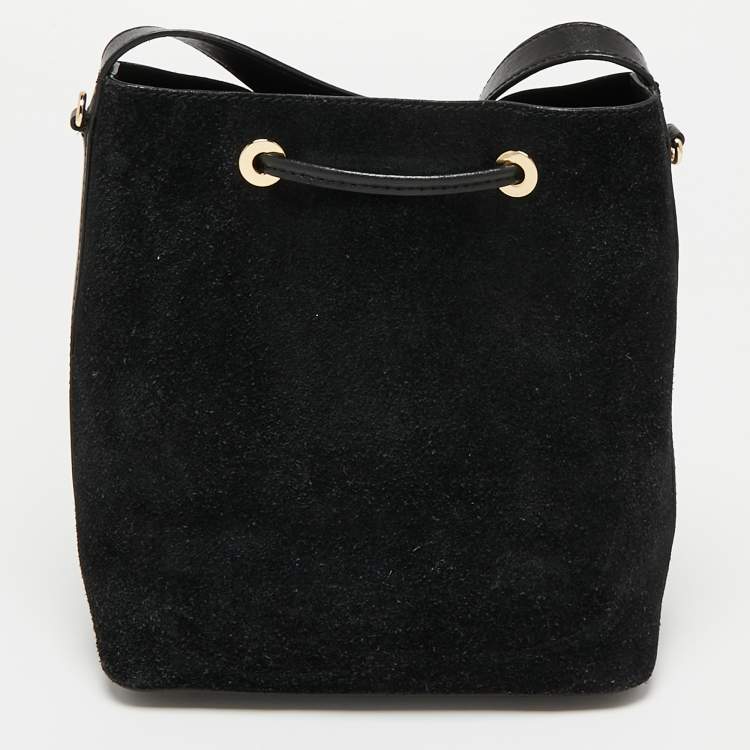 Pre Owned Michael Kors Black Suede And Leather Marigold Bucket Bag