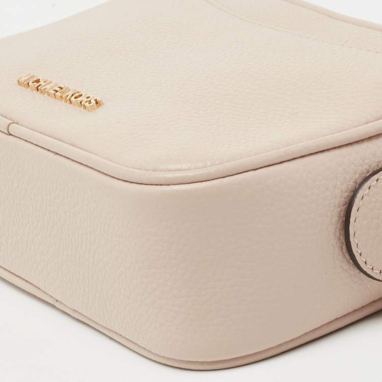 Pre Owned Michael Kors Beige Leather Small Ginny Camera Crossbody Bag
