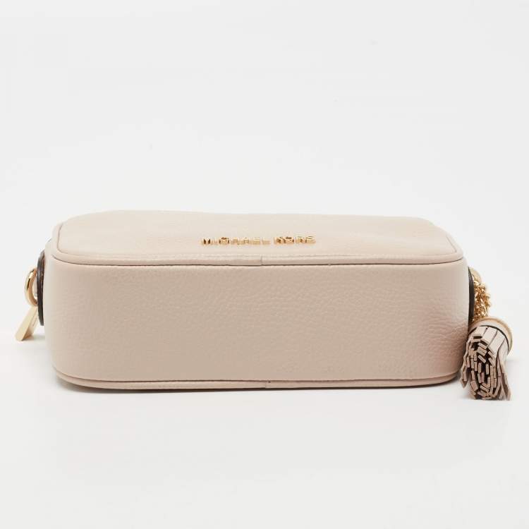 Pre Owned Michael Kors Beige Leather Small Ginny Camera Crossbody Bag