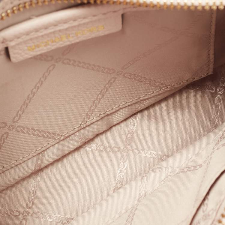 Pre Owned Michael Kors Beige Leather Small Ginny Camera Crossbody Bag