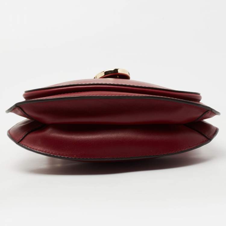 Pre Owned Michael Kors Dark Red Leather Lillie Shoulder Bag