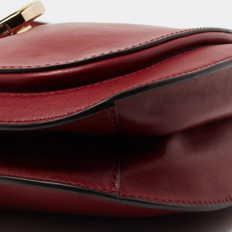 Pre Owned Michael Kors Dark Red Leather Lillie Shoulder Bag