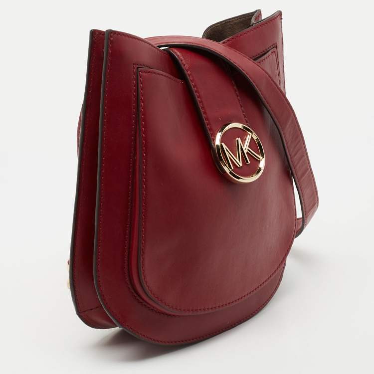 Pre Owned Michael Kors Dark Red Leather Lillie Shoulder Bag