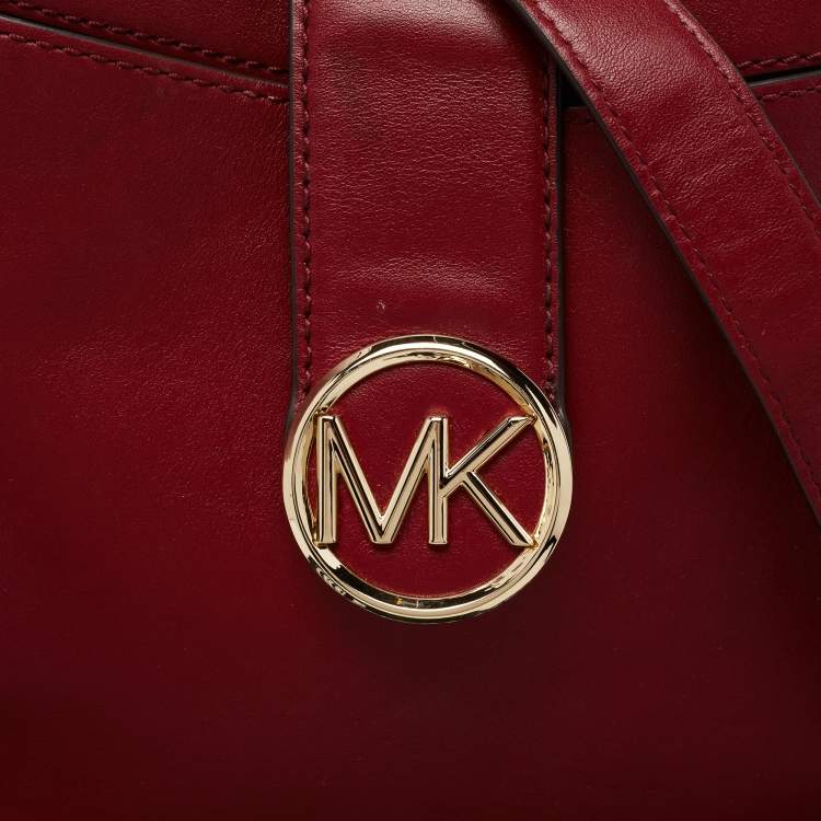 Pre Owned Michael Kors Dark Red Leather Lillie Shoulder Bag