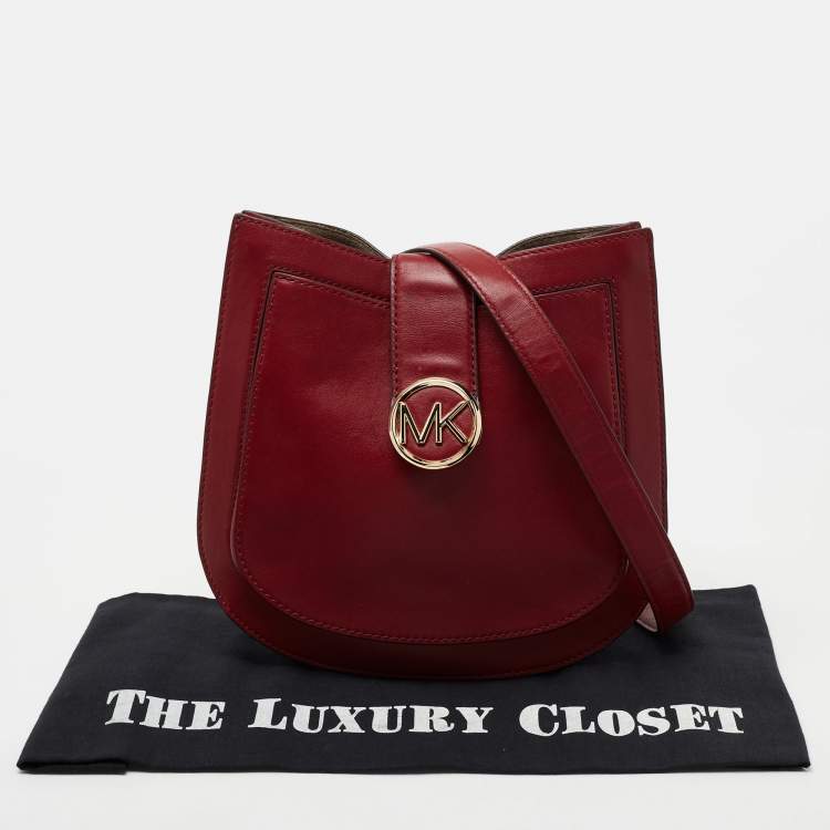 Pre Owned Michael Kors Dark Red Leather Lillie Shoulder Bag