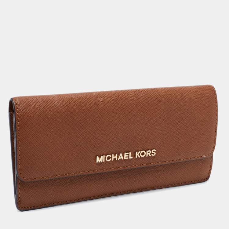 Pre Owned Michael Kors Brown Leather Continental  Wallet