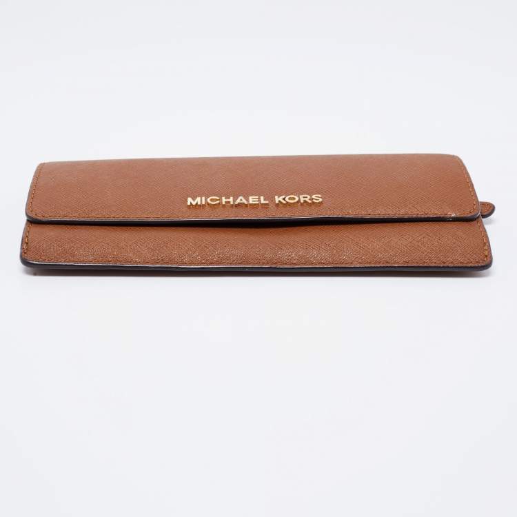 Pre Owned Michael Kors Brown Leather Continental  Wallet