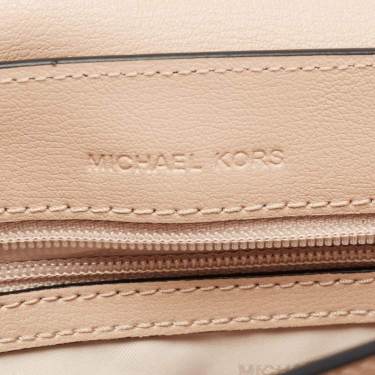 Pre Owned Michael Kors Black/Peach Printed Leather Medium Sloan Shoulder Bag