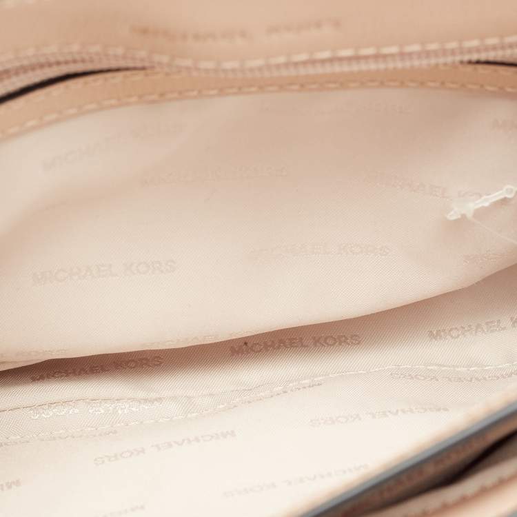 Pre Owned Michael Kors Black/Peach Printed Leather Medium Sloan Shoulder Bag