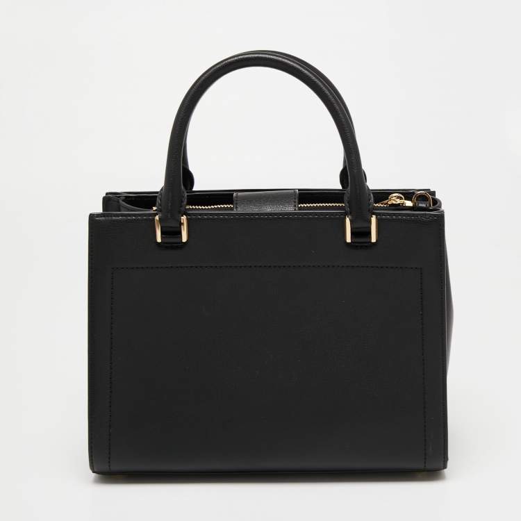 Pre Owned Michael Kors Black Leather Medium Kinsley Accordion Satchel