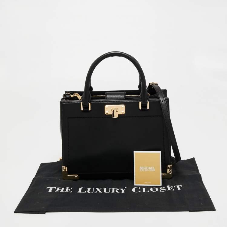 Pre Owned Michael Kors Black Leather Medium Kinsley Accordion Satchel