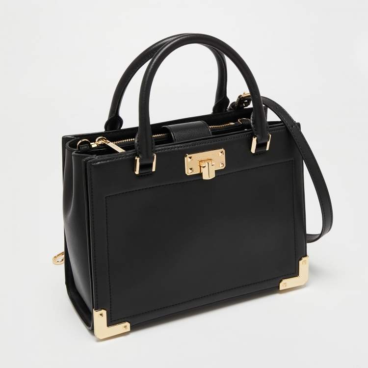 Pre Owned Michael Kors Black Leather Medium Kinsley Accordion Satchel