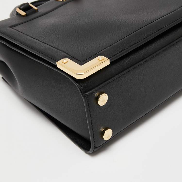 Pre Owned Michael Kors Black Leather Medium Kinsley Accordion Satchel