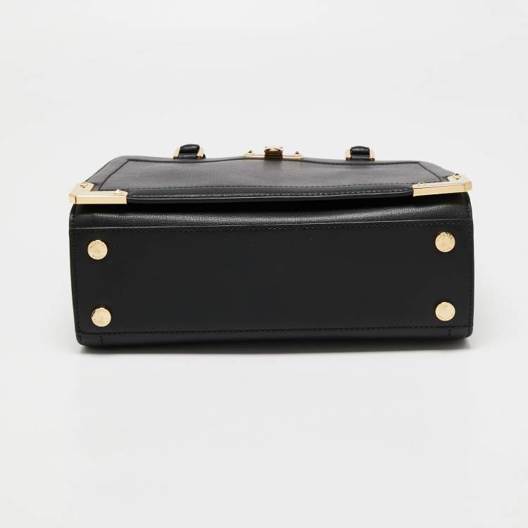 Pre Owned Michael Kors Black Leather Medium Kinsley Accordion Satchel