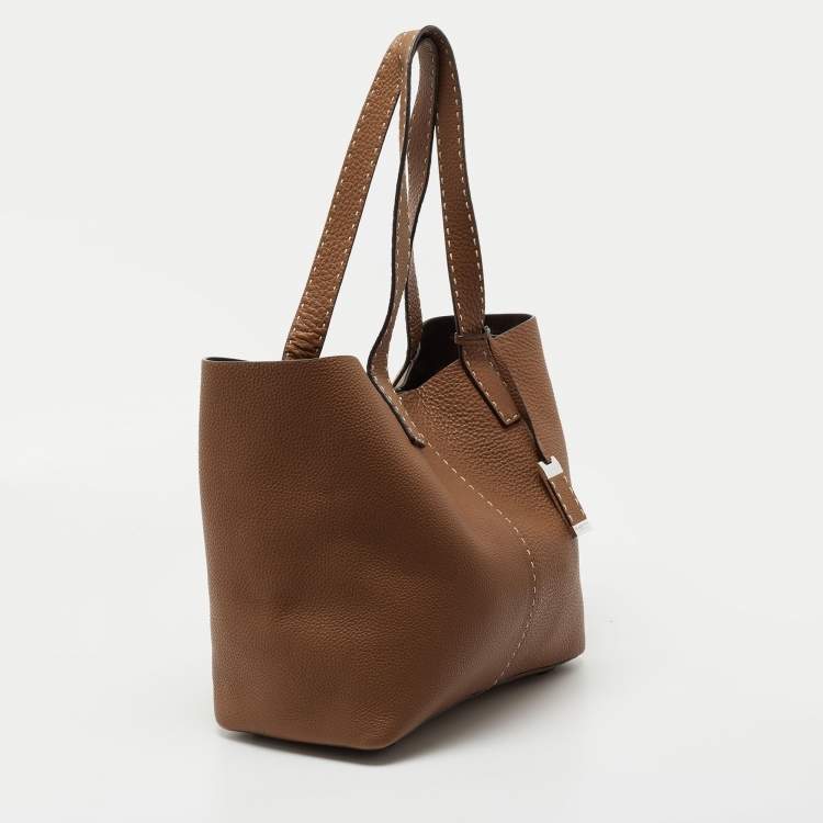 Pre Owned Michael Kors Brown Grained Leather Medium Tote