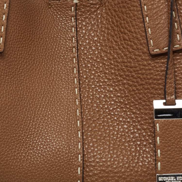 Pre Owned Michael Kors Brown Grained Leather Medium Tote