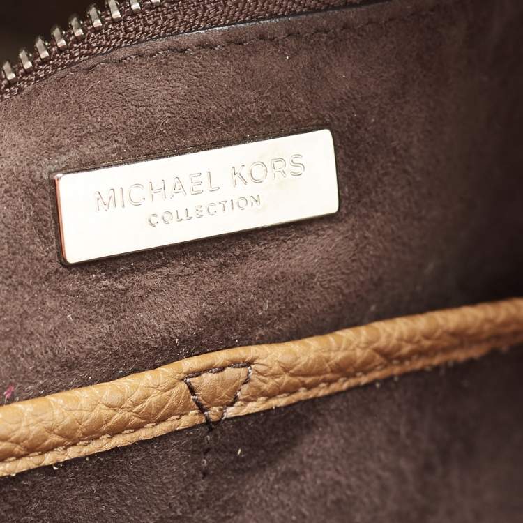 Pre Owned Michael Kors Brown Grained Leather Medium Tote