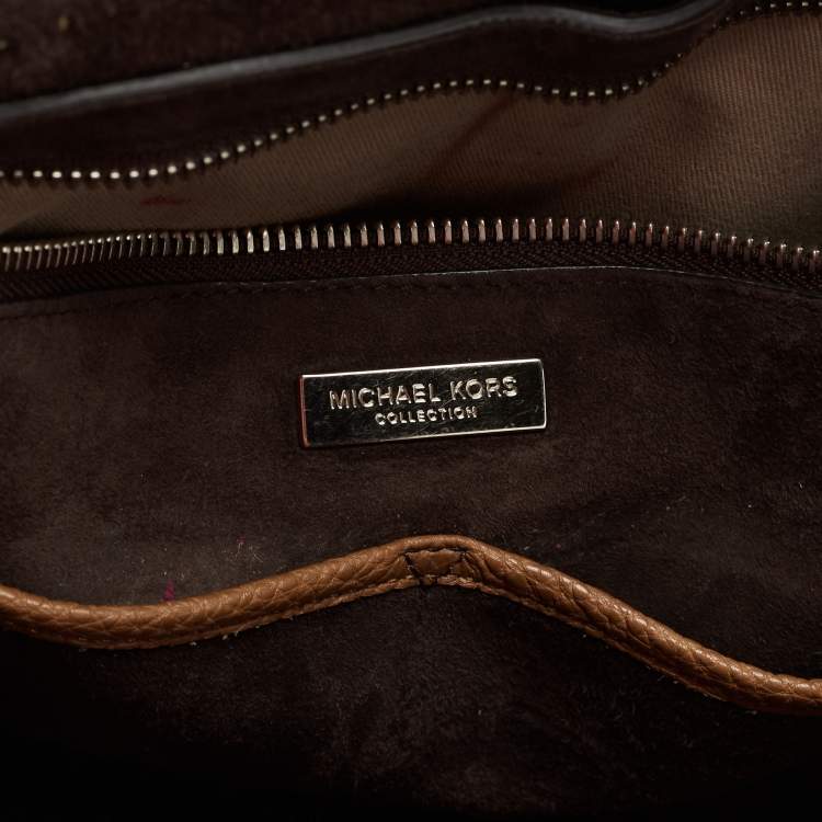 Pre Owned Michael Kors Brown Grained Leather Medium Tote