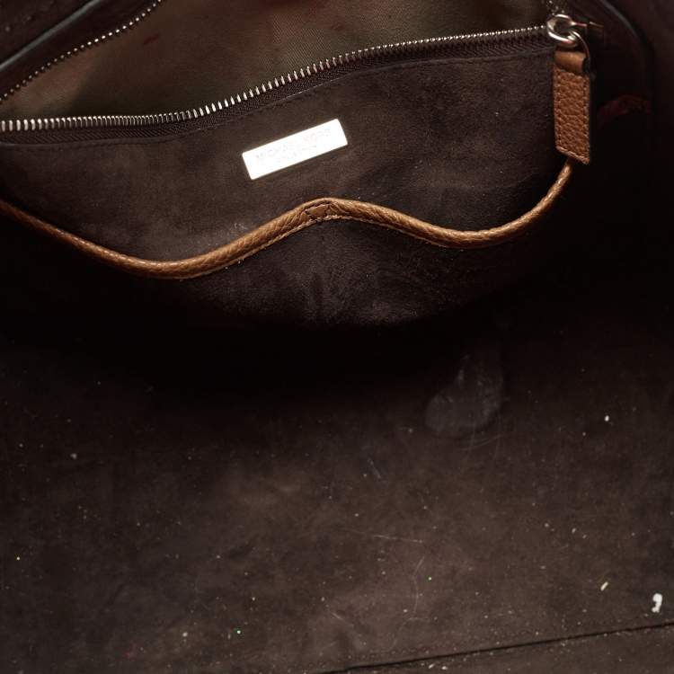 Pre Owned Michael Kors Brown Grained Leather Medium Tote