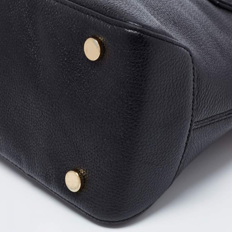 Pre Owned Michael Kors Black Pebbled Leather Large Dome Mercer Satchel