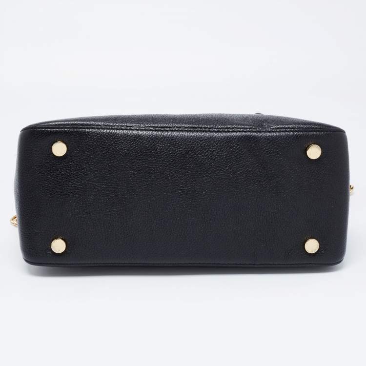 Pre Owned Michael Kors Black Pebbled Leather Large Dome Mercer Satchel