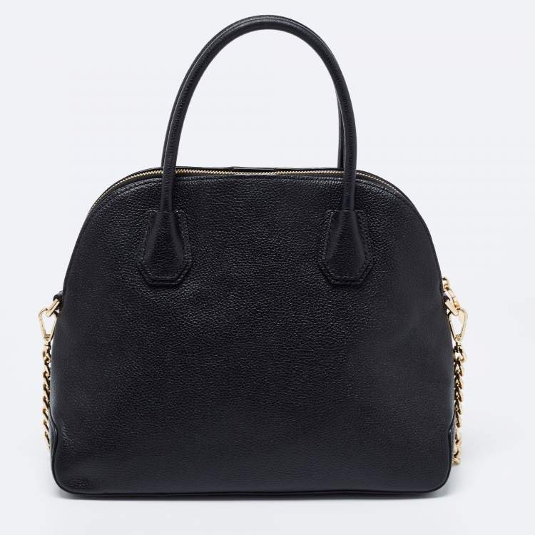 Pre Owned Michael Kors Black Pebbled Leather Large Dome Mercer Satchel