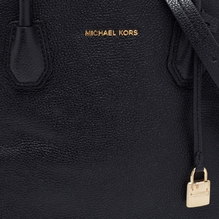 Pre Owned Michael Kors Black Pebbled Leather Large Dome Mercer Satchel