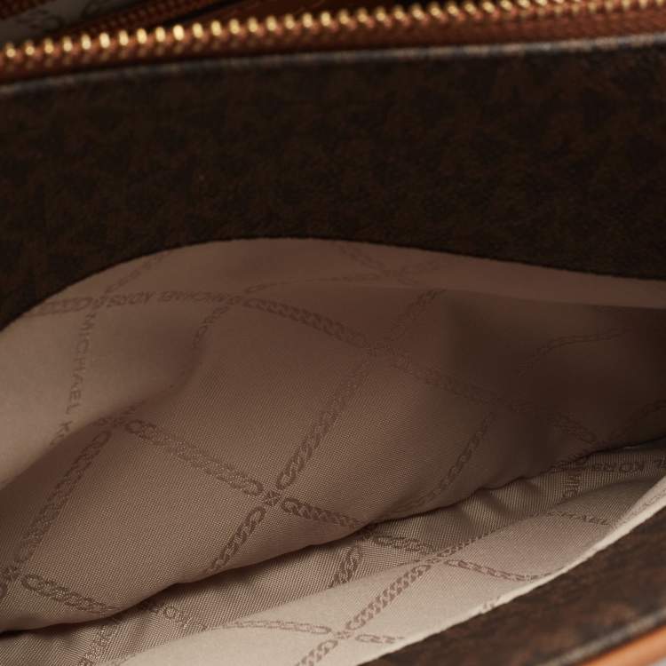 Pre Owned Michael Kors Signature Coated Canvas and Leather Medium Cleo Tote