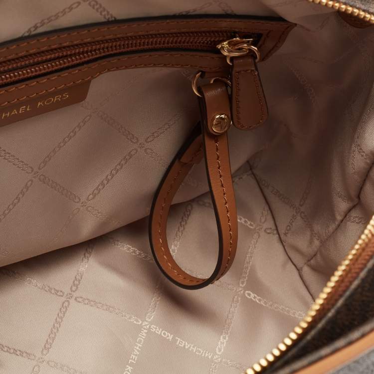 Pre Owned Michael Kors Signature Coated Canvas and Leather Medium Cleo Tote