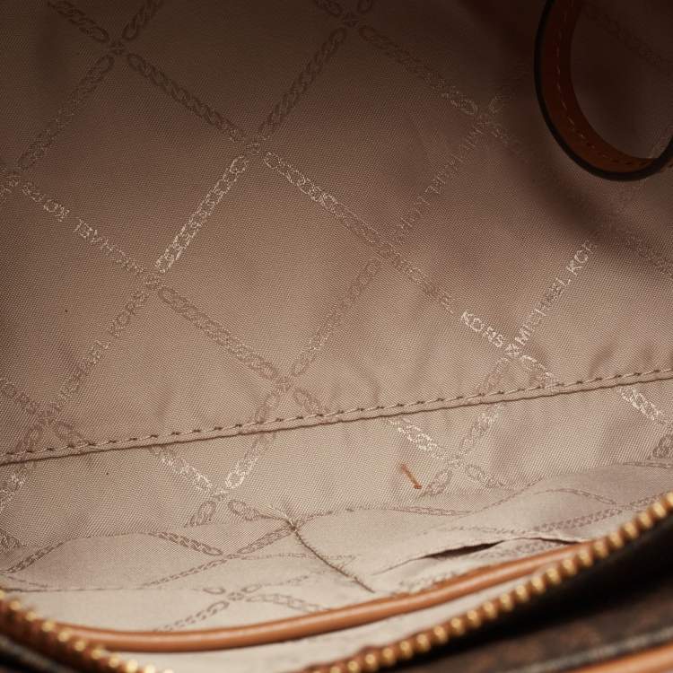 Pre Owned Michael Kors Signature Coated Canvas and Leather Medium Cleo Tote