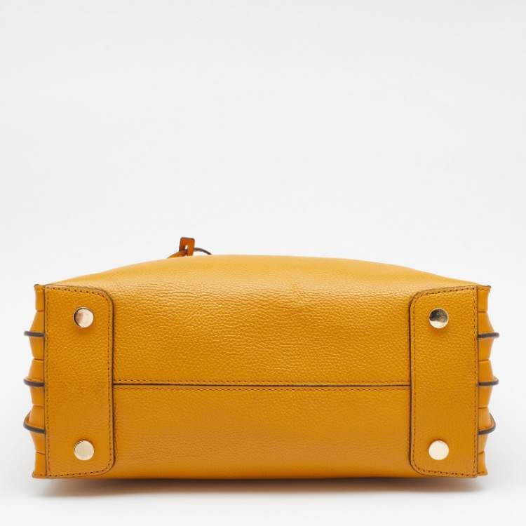 Pre Owned Michael Kors Yellow Leather Large Mercer Tote
