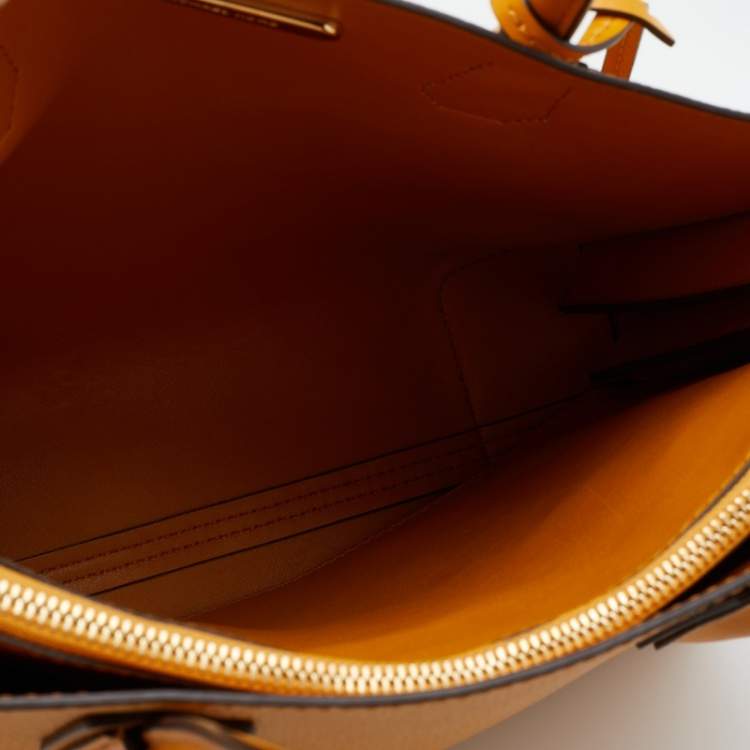Pre Owned Michael Kors Yellow Leather Large Mercer Tote