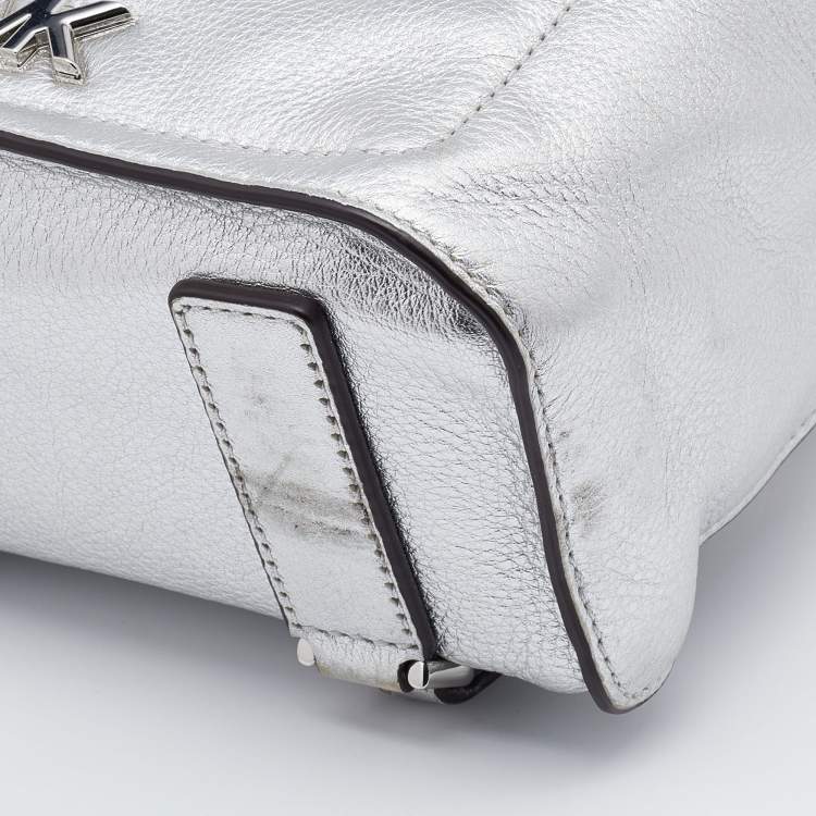 Pre Owned Michael Kors Silver Leather Jessa Convertible Backpack