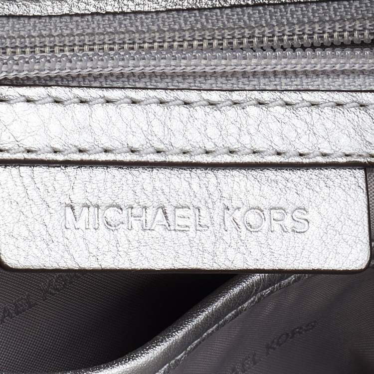 Pre Owned Michael Kors Silver Leather Jessa Convertible Backpack