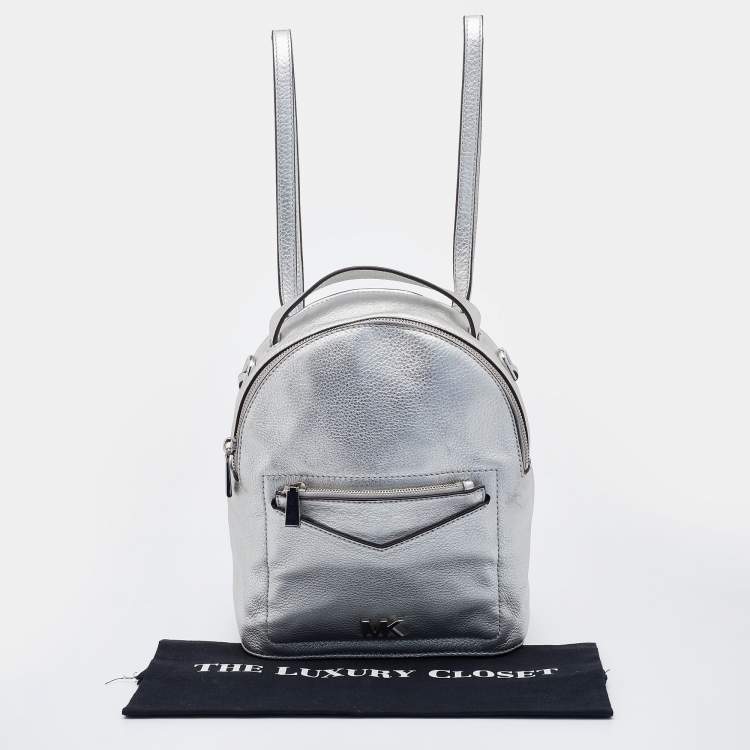 Pre Owned Michael Kors Silver Leather Jessa Convertible Backpack