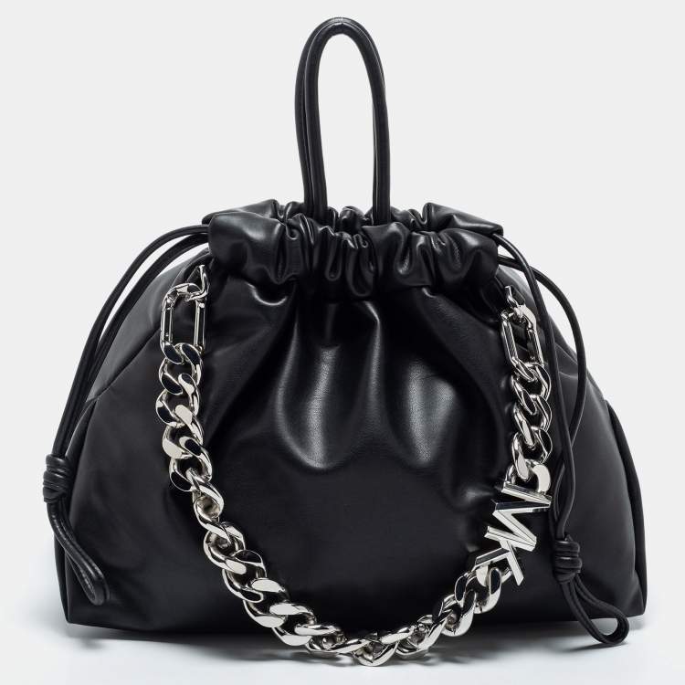 Pre Owned Michael Kors Black Leather Nola Shoulder Bag