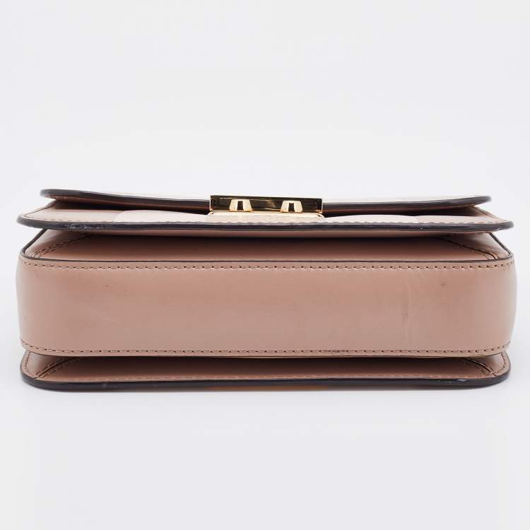 Pre Owned Michael Kors Beige Striped Leather Sloan Shoulder Bag