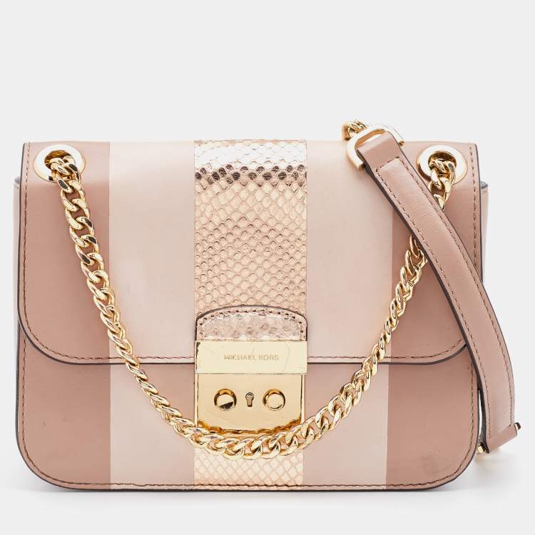 Michael Kors Beige Striped Leather Sloan Shoulder Bag Michael Kors | TLC